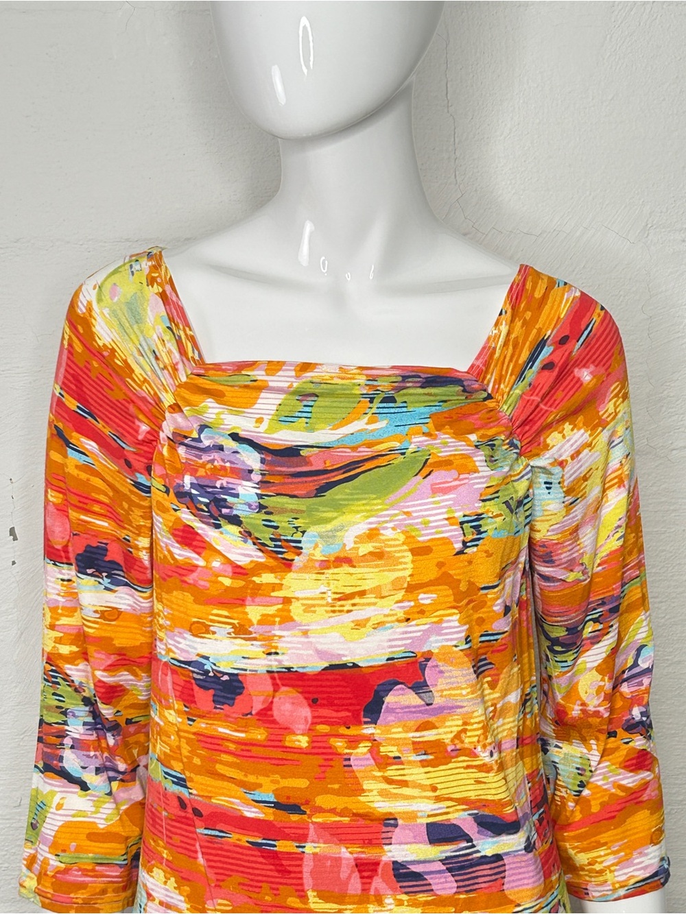 Peck & Peck Womens Top Bright Multicolor Size Large Multicolor Stretch Shirt